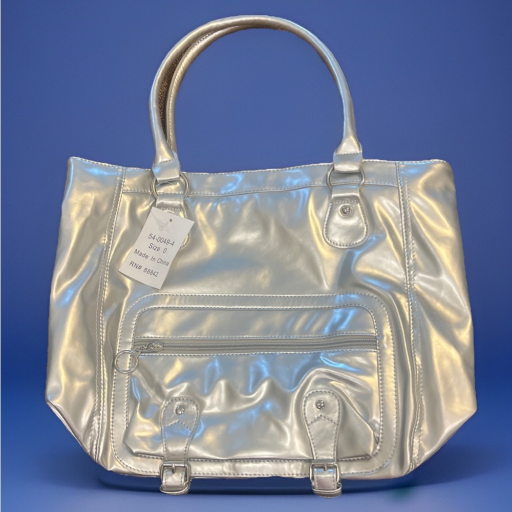 NWT Metallic Silver Lightweight Shoulder Purse 11.5” X 15.5”